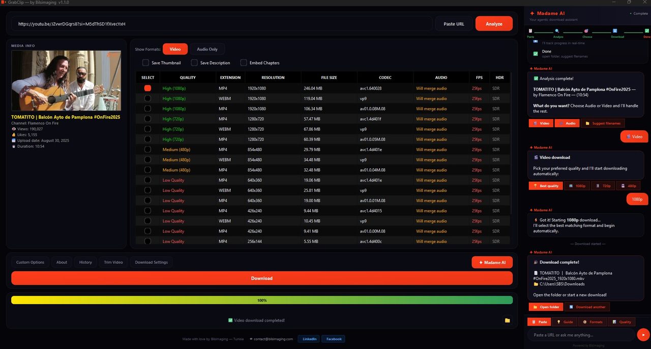GrabClip — Download in action